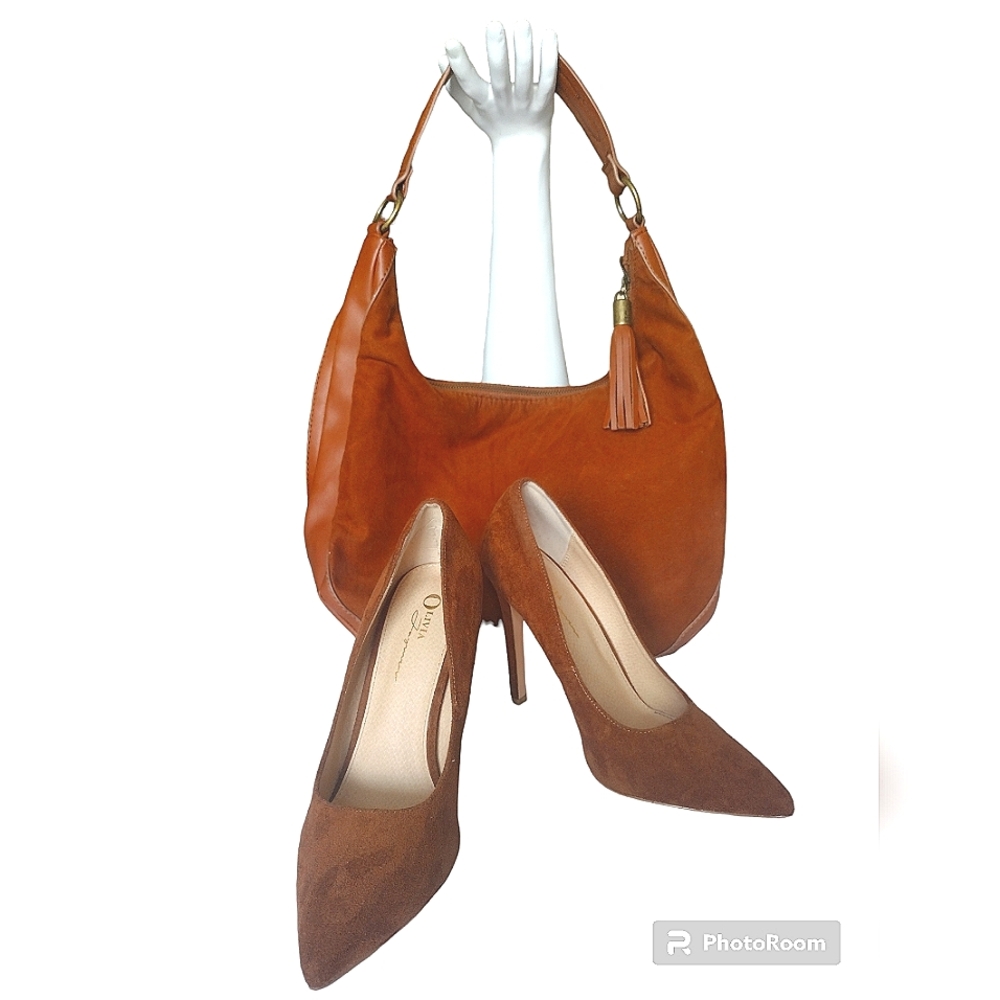 Faux Suede Olivia James Shoe  size  9 and hobo bag by Signature
